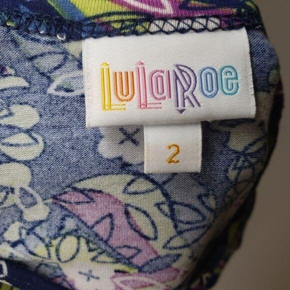 Lularoe Girls Floral Heart Pattern Short Sleeve Dress Size 2 - Picture 6 of 6